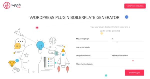 Tvorba WordPress pluginu - ukážka z generátora WPPB
